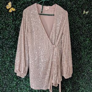 Lena Sequin Wrap Romper - Light Gold